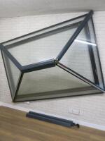 Ex Display 4 Panelled Glass Lantern/Rooflight in Grey. Size H50cm x W 230cm x D150cm. NOTE: missing parts (As Viewed/Pictured).