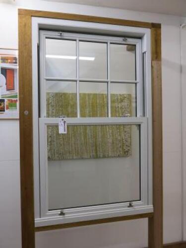 Ex Display UVPC Double Glazed Sash Window in White. Size H160cm x W100cm.