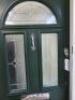 Ex Display UVPC Double Glazed Lead Light Front Door with Frame. Green Exterior with White Frame & Oak Effect Interior, Twin Lock. Size H210cm x W88cm. NOTE: missing 1 lock & trim. - 2