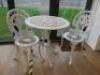 Cast White Metal Outdoor Bistro Table with 2 Chairs.