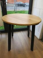 Ikea Gamlared Circular Wood Table with Black Legs, Size H75cm x D85cm.