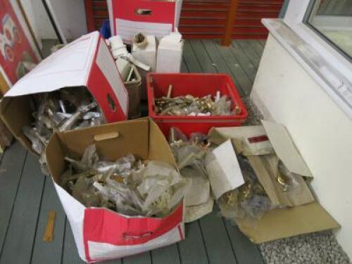 Stock of Assorted Double Glazing Fittings & Materials to Include: Handles, Hinges, Locks (New/Used), Guttering, Trims etc (As Viewed/Pictured).