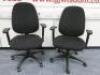 2 x Multi Adjustable Office Swivel Chair with Lumbar Support, Upholstered in Black Hopsack on Black Base.