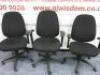 3 x Multi Adjustable Office Swivel Chair with Lumbar Support, Upholstered in Black Hopsack on Black Base.