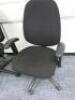 3 x Multi Adjustable Office Swivel Chair with Lumbar Support, Upholstered in Black Hopsack on Black Base. - 3