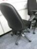 3 x Multi Adjustable Office Swivel Chair with Lumbar Support, Upholstered in Black Hopsack on Black Base. - 4