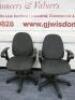 2 x Height Adjustable Office Swivel Chair Upholstered in Grey Fabric.