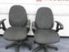 2 x Height Adjustable Office Swivel Chair Upholstered in Grey Fabric. - 2