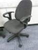 2 x Height Adjustable Office Swivel Chair Upholstered in Grey Fabric. - 4