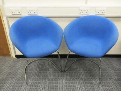 4 x Arper Cantilever Boardroom/Office Chair Upholstered in Blue Sack Cloth on Chrome Frame.