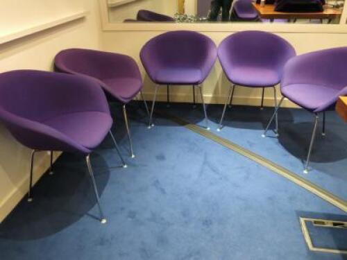 18 x Arper Breakout/Meeting Chairs Upholstered in Purple Sack Cloth on Metal Frame.