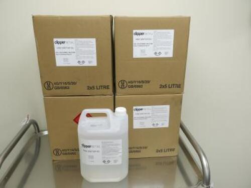 10 Boxes of 2 & 8 Loose 5L Clipper Retail Anti Bac Hand Sanitiser Gel.