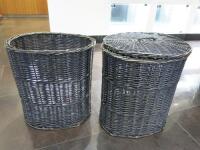 2 x Wicker Baskets (1 Lid). Size H45cm.