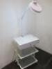 3 Shelf & 1 Drawer Mobile Trolley with Magnifier Floor Lamp, Model FHNL01.