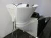 Electric Motorised Adjustable Back Wash with Ceramic Basin, Tap & Flexi Hose. Upholstered in Black Faux Leather. NOTE: requires buyer to disconnect & remove. - 5