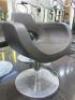 3 x Gammabross Height Adjustable Hairdressing Styling Chairs in Grey Faux Leather. - 4