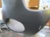 3 x Gammabross Height Adjustable Hairdressing Styling Chairs in Grey Faux Leather. - 7