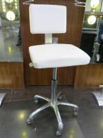 Cream Faux Leather Height Adjustable Beauticians Chair on Castors.