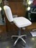 Cream Faux Leather Height Adjustable Beauticians Chair on Castors. - 2