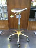 Sibel Gold Coloured Height Adjustable Beauticians Stool on Chrome Base.