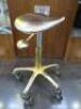Sibel Gold Coloured Height Adjustable Beauticians Stool on Chrome Base. - 2