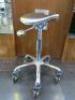 Sibel Silver Coloured Height Adjustable Beauticians Stool on Chrome Base.