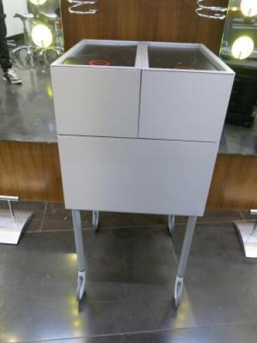 Mobile Slide Out Hair Stylist Trolley on Castors. Size H81cm x W40cm x D40cm.
