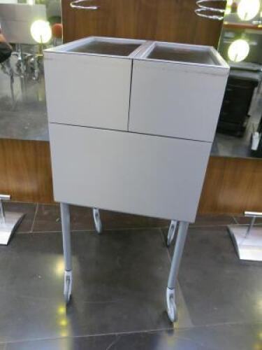 Mobile Slide Out Hair Stylist Trolley on Castors. Size H81cm x W40cm x D40cm.