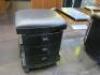 7 x Mobile Stylist/Beautician Cabinet with 3 Drawers, Fold Out Platform, Side Storage & Padded Seat. NOTE: missing wheels & tray (As Viewed/Pictured). - 8