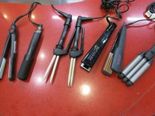 7 x Assorted Hair Straighteners and Curling Tongs to Include: 1 x Babyis Pro, 1 x Diva Hair Straightener, 1 x Redken Hair Straightener, 1 x GHD Platinum Hair Straightener, 2 x Curling Tongs & 1 x Aldo Coppola Straightener.