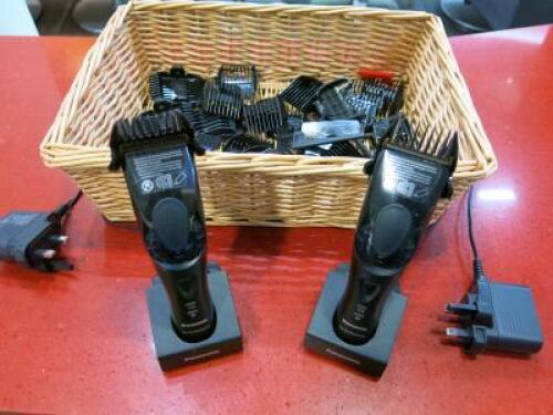 2 x Panasonic ER-GP81 Professional Cordless Hair Clippers. Comes with a Quantity of Attachments & 2 x Charging Bases.