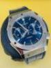 Hublot Classic Fusion, Titanium Blue Sunburst Automatic Men's Watch with Blue Alligator 45mm Top Rubber Strap and Original Box with Papers. - 8