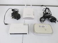 3 x Assorted Switches to Include: 1 x DrayTek VigorAP 900, 1 x TP-Link Ethernet Switch, Model TL-SF1005D & 1 x 5 Port Netgear Switch, Model FS605. Comes with 3 Power Supplies.