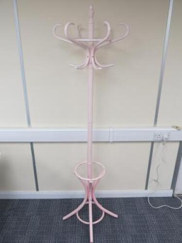 Wooden Hat & Umbrella Stand in Pink.