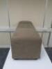 Padded Bench Upholstered in Brown Fabric with Brown Wooden Button Feet, Size H40cm x W120cm x D42cm. - 2