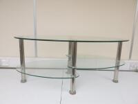 Glass Coffee Table with 3 Layer Design on Metal Frame. Size H40cm x W100cm x D60cm.