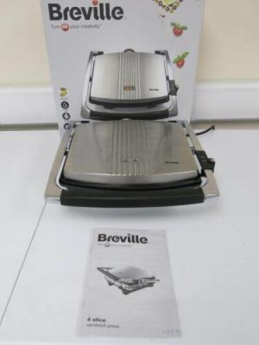 Breville 4 Slice Caf&eacute; Style Sandwich Press, Model SK8 3GQ. Comes in Original Box with Instruction Manual.