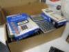 Large Quantity of Office Stationery to Include: 31 x Calculators, 24 x Staplers, 12 x Hole Punches, 10 x Metal Bins, 6 x Plastic Bins, 3 x Perspex Frames, 2 x Clocks, 1 x Whiteboard, White Board Pens, Staples, Highlighters, Post It Notes, Scissors, Cello - 2