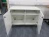 White 2 Door Push Close Cupboard on Metal Brushed Base. Size H70 x W100 x D52cm. - 2