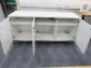 White 3 Door Push Close Cupboard on Metal Brushed Base. Size H70 x W150 x D52cm. - 2
