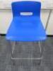 3 x Allermuir Bar Stools with Foot Rest in Polished Chrome Frame & Blue Shell Seat. - 2