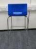 3 x Allermuir Bar Stools with Foot Rest in Polished Chrome Frame & Blue Shell Seat. - 4