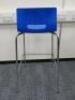 3 x Allermuir Bar Stools with Foot Rest in Polished Chrome Frame & Blue Shell Seat. - 4