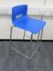 3 x Allermuir Bar Stools with Foot Rest in Polished Chrome Frame & Blue Shell Seat. - 5