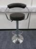 Brown Faux Leather Height Adjustable Bar Stool with Polished Chrome Base and Foot Rest.