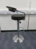 Brown Faux Leather Height Adjustable Bar Stool with Polished Chrome Base and Foot Rest. - 2