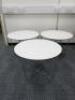 3 x Allermuir A636-6RD White Wood Topped Side Table on Polished Chrome Frame. Size H40 x Dia60cm.