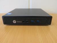 HP EliteDesk 800 G1 DM Business PC, Model TPC-F063-DM. Running Windows Pro 10 Intel Core i5-4590T CPU @ 2.00Ghz, 800GB RAM, 111GB HDD. NOTE: requires power Supply.