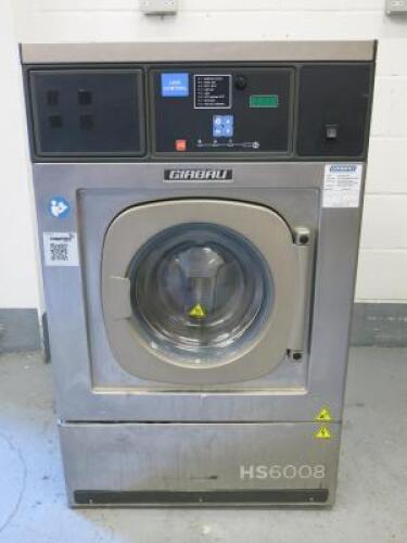 Girbau Global Laundry Solutions Commercial High Speed Washing Machine, Model HS-6008 LC-E, S/N 2099648, 9KG Load Capacity, Size H107cm x W69cm x D70cm.