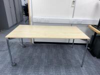 Sedus Office Tilting Table Top on Chrome Frame with Pair of Castors. Size H73cm x W160cm x D80cm.